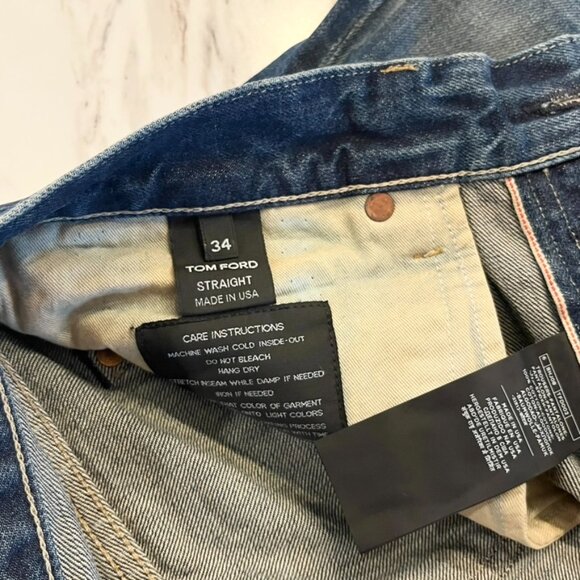 Tom Ford Men's Size 34 Straight Denim Blue Jeans USA Cotton - Picture 7 of 11